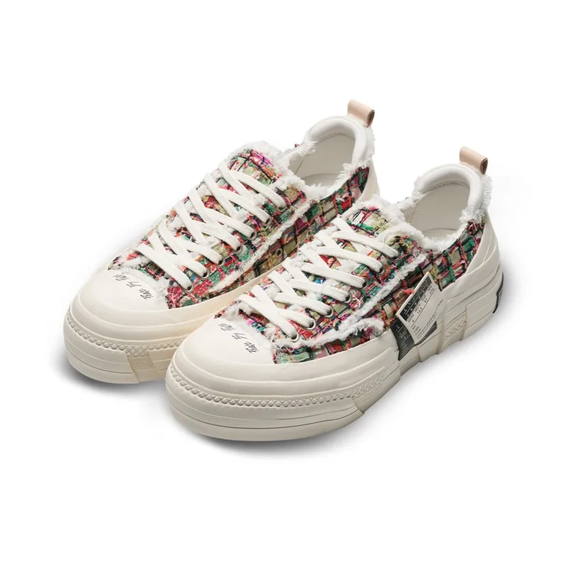 VESSEL Cushioning Lightweight Low Top Skateboard Shoes Unisex Beige Multicolor-1