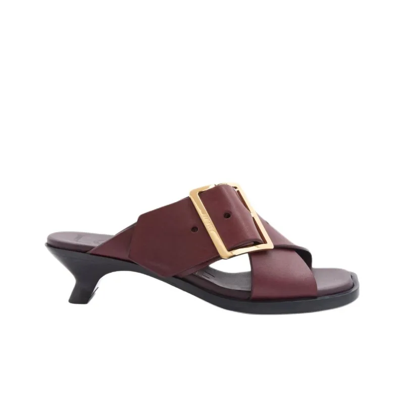 LOEWE Petal Slide Slippers 4cm Women's Burgundy-1