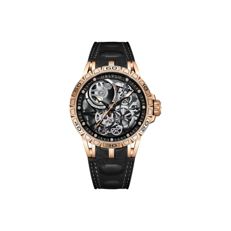 OBLVLO Automatic Mechanical Movement Watch Men's Watches Black Dial-13
