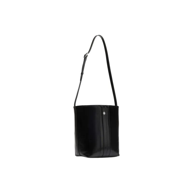 BALLY Buffalo Leather Bucket Bag, Shoulder Bag Women's Black-1