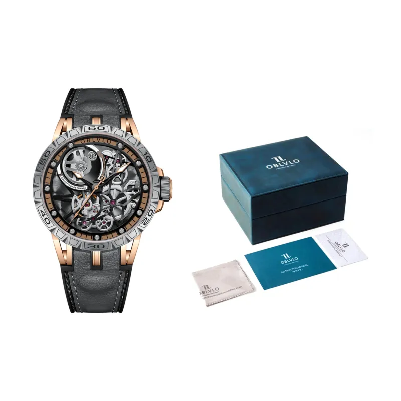 OBLVLO Automatic Mechanical Movement Watch Men's Watches Black Dial-10