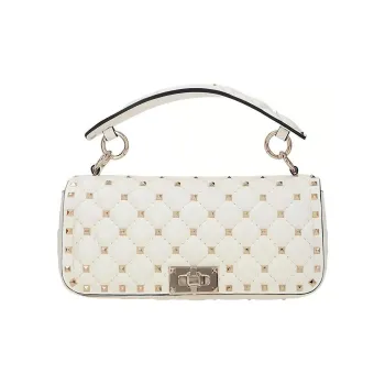 Valentino Quilting Leather Portable Crossbody Bag Shoulder Bag Women's White