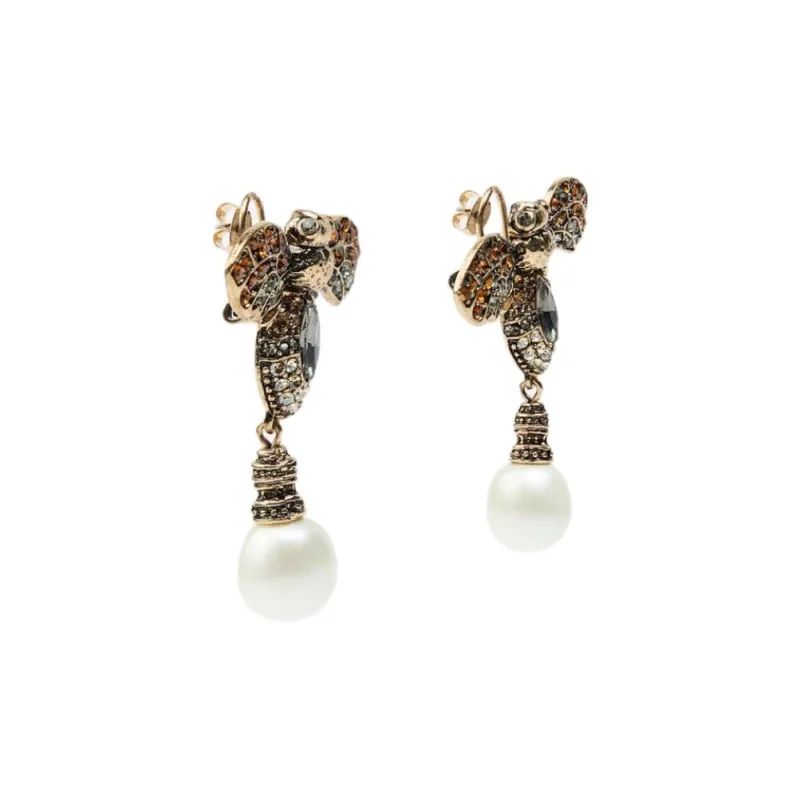 ZARA Metal Artificial Pearl Zinc Acrylic Glass Brass Steel Titanium Earrings Women's Gold-1