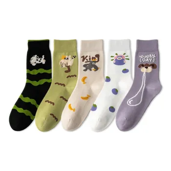 COTTON CHEESE Mid Calf Socks Unisex 5 Pack