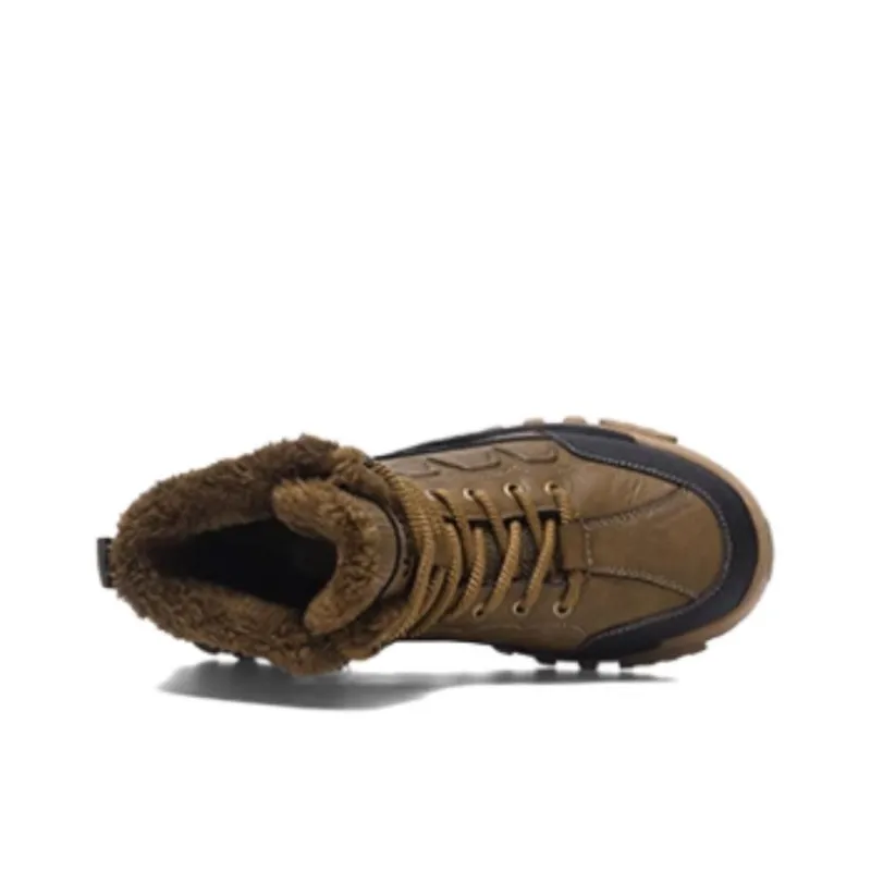 Jeep Warm Wear Resistant Slip Resistant Short Snow Boots Men's Brown-2