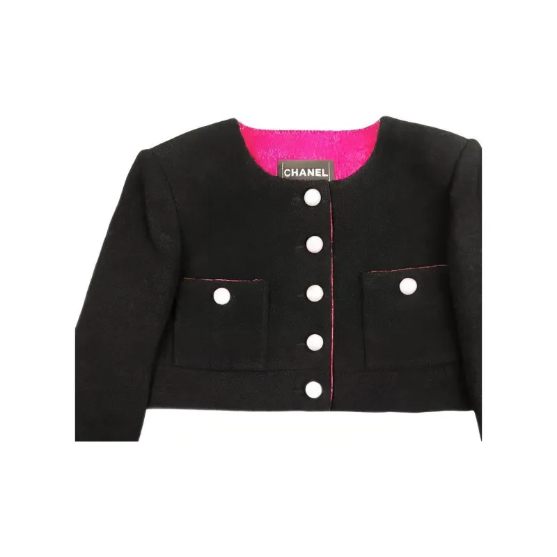 CHANEL Cropped Coats Women's Black-1