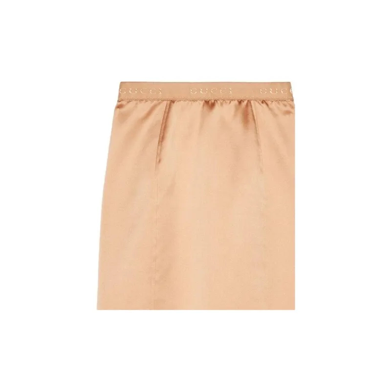 GUCCI Silk Midi Skirt Brown-1