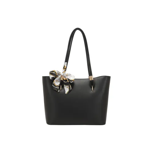 PAYOT Microfiber Synthetic Leather Tote Bag Shoulder Bag Regular Women's Black/Red