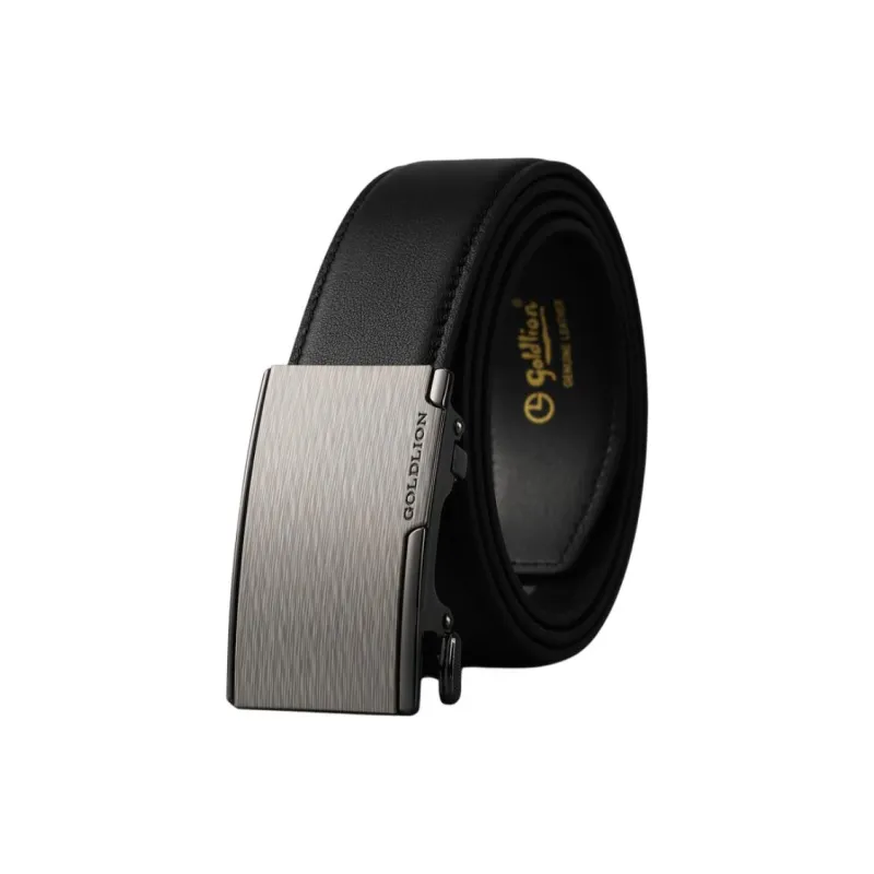 GOLDLION Cow Leather Belts Men's Gunmetal 3.5cm-0