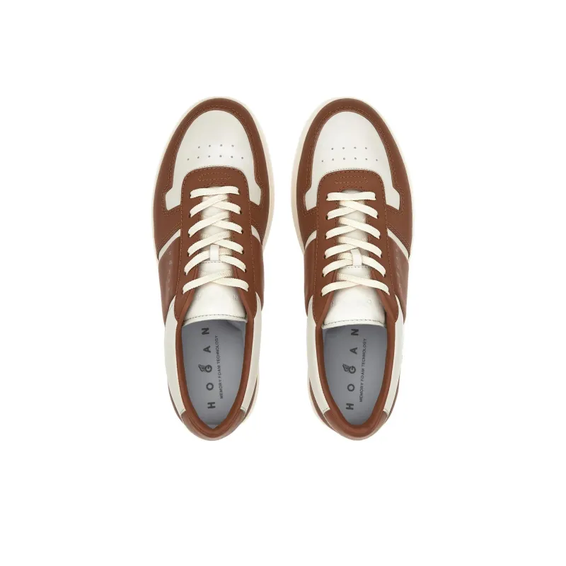 HOGAN H TV Low Top Skateboard Shoes 3.5cm Men's White Brown-3