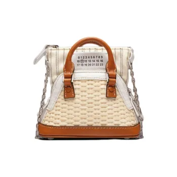 Maison Margiela 5AC Rattan With Leather Dome Bag One Shoulder Handbag Women's Brown/Green