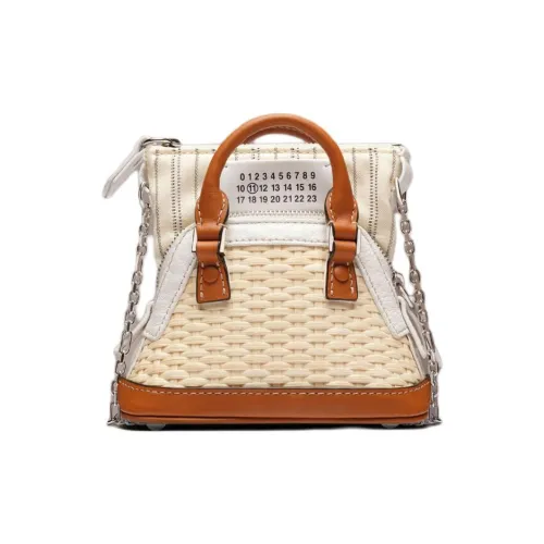 Maison Margiela 5AC Rattan With Leather Dome Bag One Shoulder Handbag Women's Brown/Green