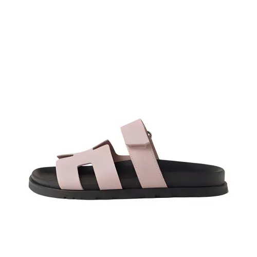 hermes stainless Chypre Slide Slippers Women's Pink
