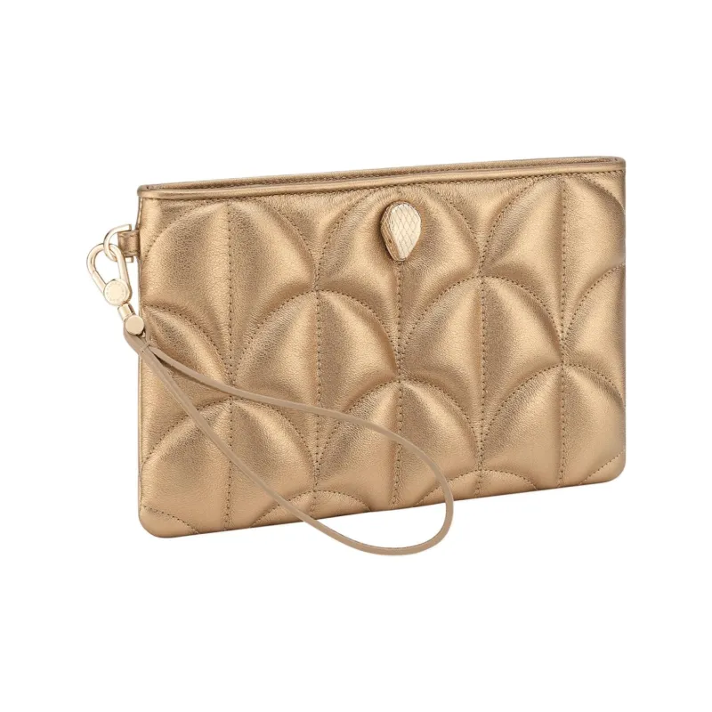 BVLGARI Calfskin Clutch Women's Gold-0