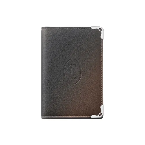 CARTIER Must De Cartier Cow Leather Card Holder Women's Gradient Gray Umber