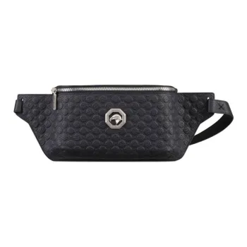STEFANO RICCI Cow Leather Fanny Pack Men's Black