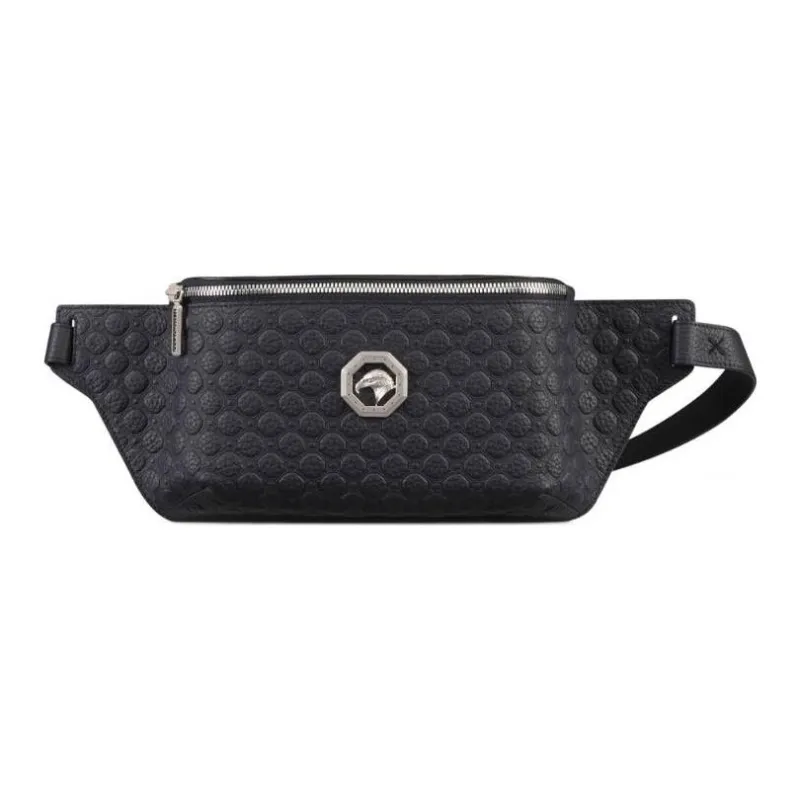 STEFANO RICCI Cow Leather Fanny Pack Men's Black-0