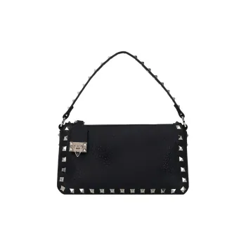 Valentino Rockstud Cow Leather Handbag Women's Black