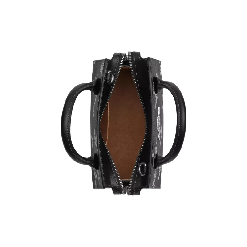 COACH Coated Canvas Handbag Unisex Black-6