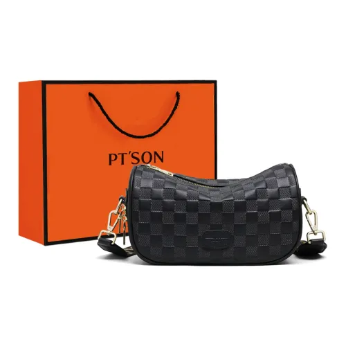 PT'SON Cow Leather Pillow Bag Shoulder Bag Crossbody Bag Regular Women's White/Black
