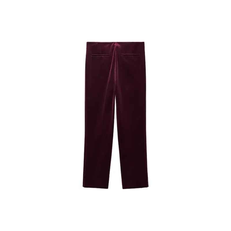 ZARA ZW Series Casual Pants Women's Burgundy-1