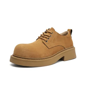 V05 Wear Resistant Height Increasing Low Top Casual Shoes Unisex Yellow