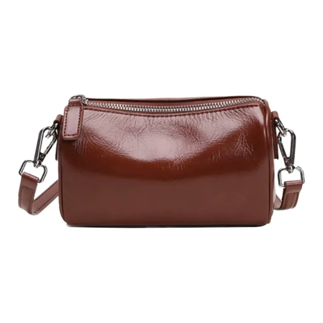 KAISER Top Grain Cow Leather Shoulder Bag Regular Women's Black/Caramel Brown/Ecru Apricot-1