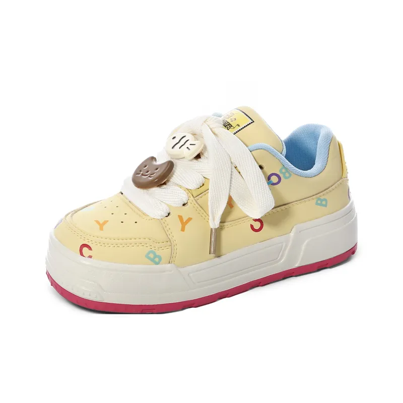Lovely You Wear resistant And Lightweight Low Top Skateboard Shoes Women's Yellow-25