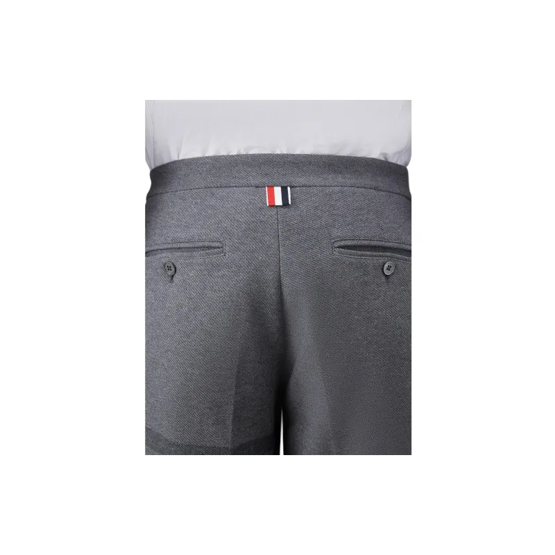 THOM BROWNE Mid rise Twill Tapered Trousers-4
