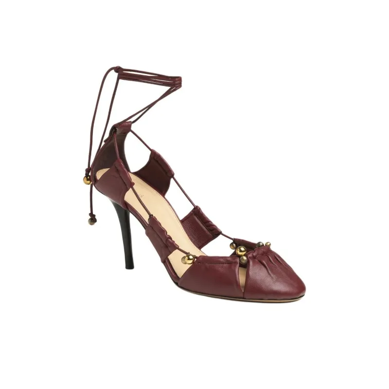 Chloe Luna Slim Heel High Heels 9cm Women's Red-2
