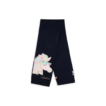 Billieblush Unicorn Embroidered Ribbed Scarf