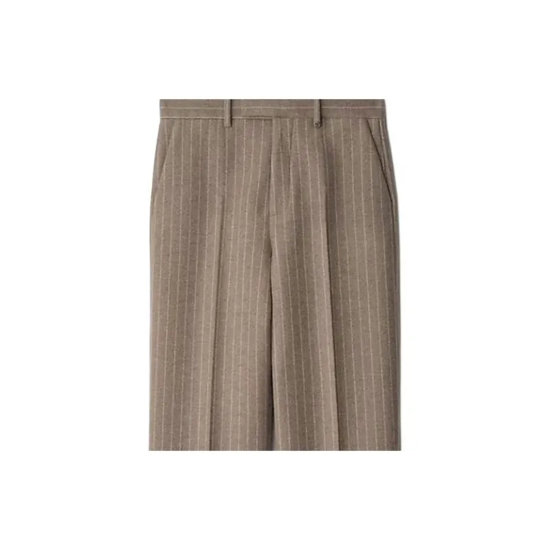 Burberry Pinstriped Wool Blend Tailored Trousers Casual Pants Men's Brown-5