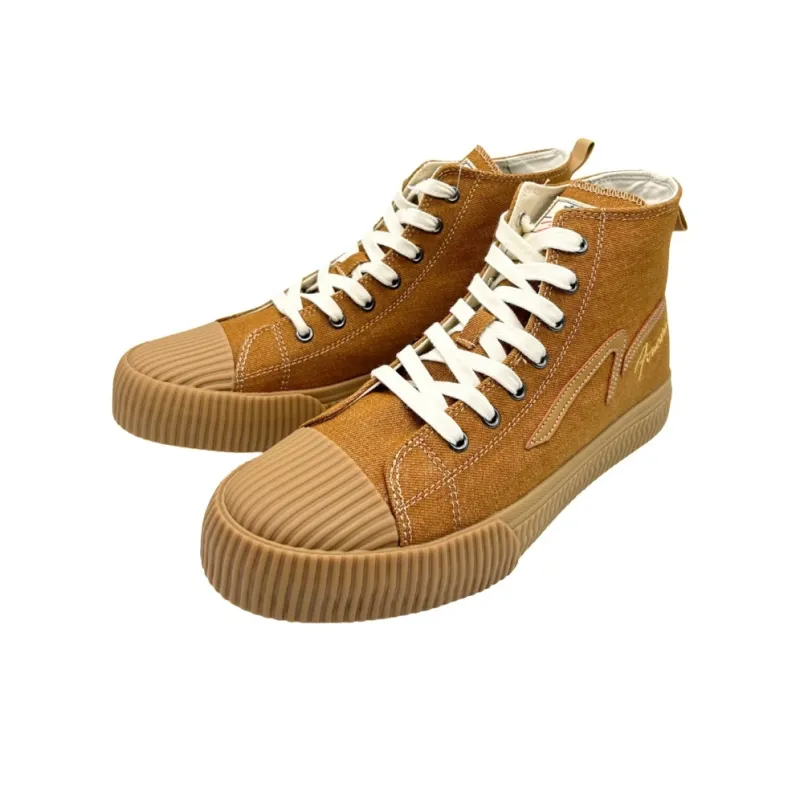 QIANJIN Abrasion Resistant Coverage Lightweight High Top Canvas Shoes Men's Coffee-3