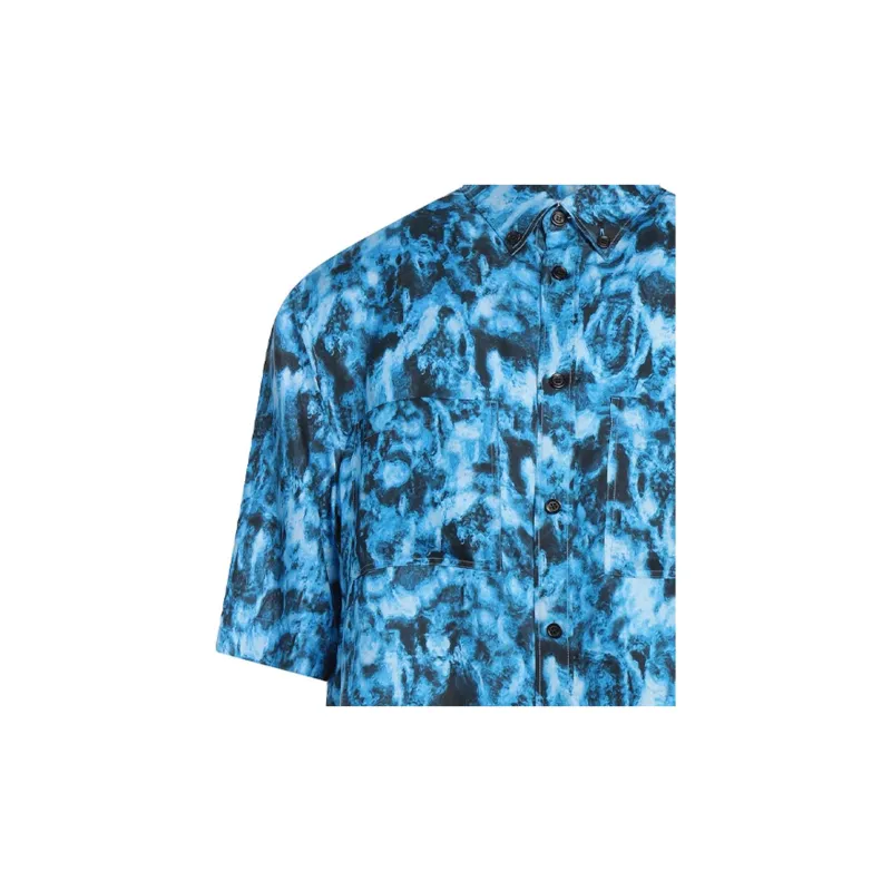 Burberry Silk Ripple Print Short Sleeve Shirt-6