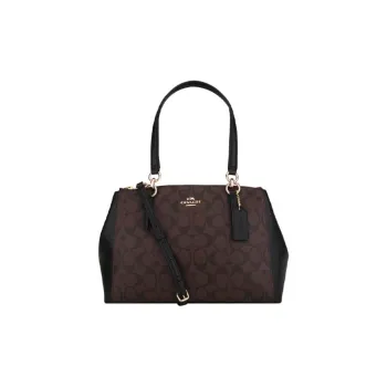 COACH Christie PVC With Skin Handbag Large Size Women's Dark Brown