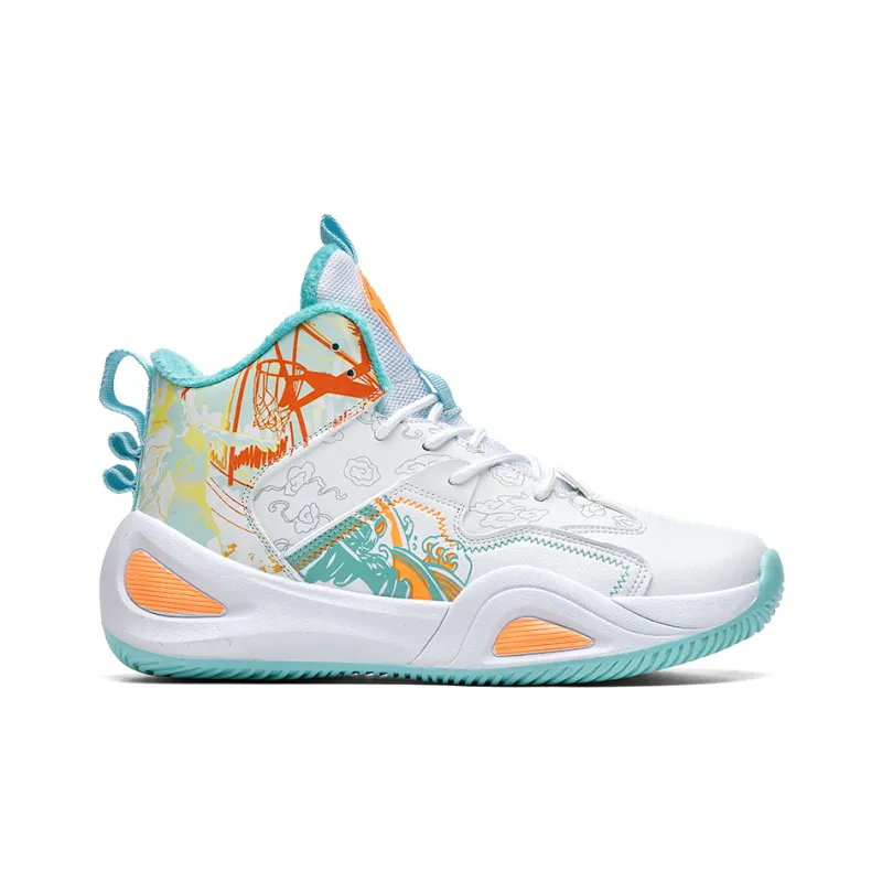 SOURCE Basketball Shoes Unisex High Top White/Pink/Aqua/Black-26