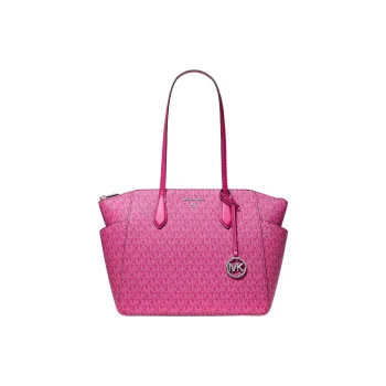 MICHAEL KORS MARILYN Coated Canvas Tote Bag Shopping Bag Handbag Shoulder Bag Medium Size Women's Rose Red