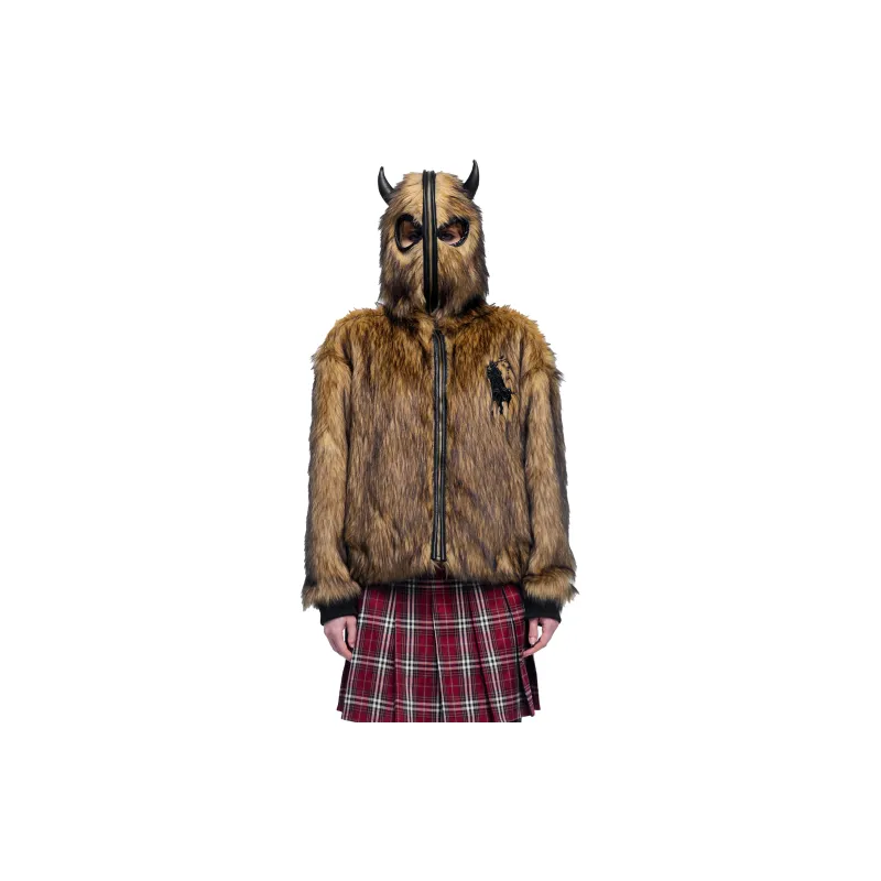 TBHNP Velvet feel Coat Unisex Brown Yellow-4