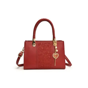 Yalu PU Handbag Shoulder Bag Crossbody Bag Regular Women's Black/Red Rust/Metallic Red/Ecru