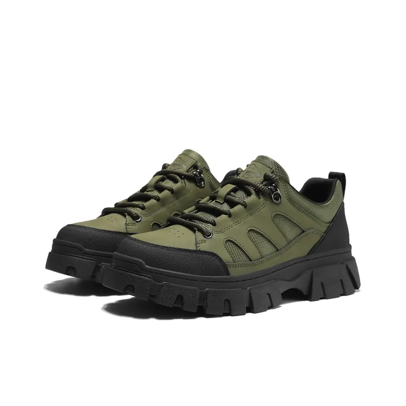 HLA Work Boots Men Low Top Army Green, Black, Earth Yellow-11