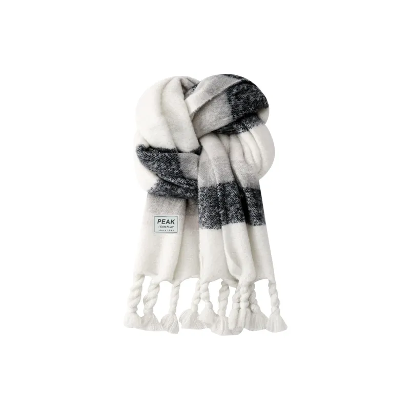 PEAK RIGHT Series Knit Scarves Unisex Black White-0