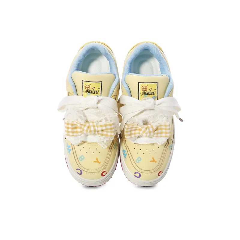 Lovely You Wear resistant And Lightweight Low Top Skateboard Shoes Women's Yellow-9