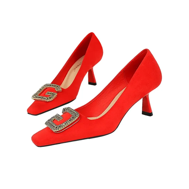 QITUMAUL Slim Heel High Heels 6cm Women's-8