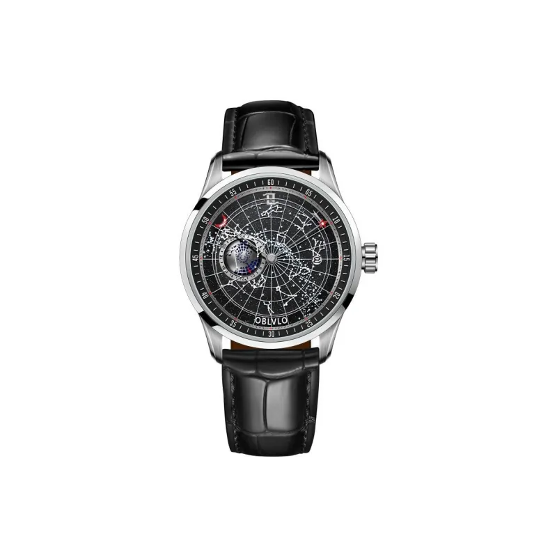 OBLVLO Automatic Mechanical Movement Watch Men's Watches Black Dial-17