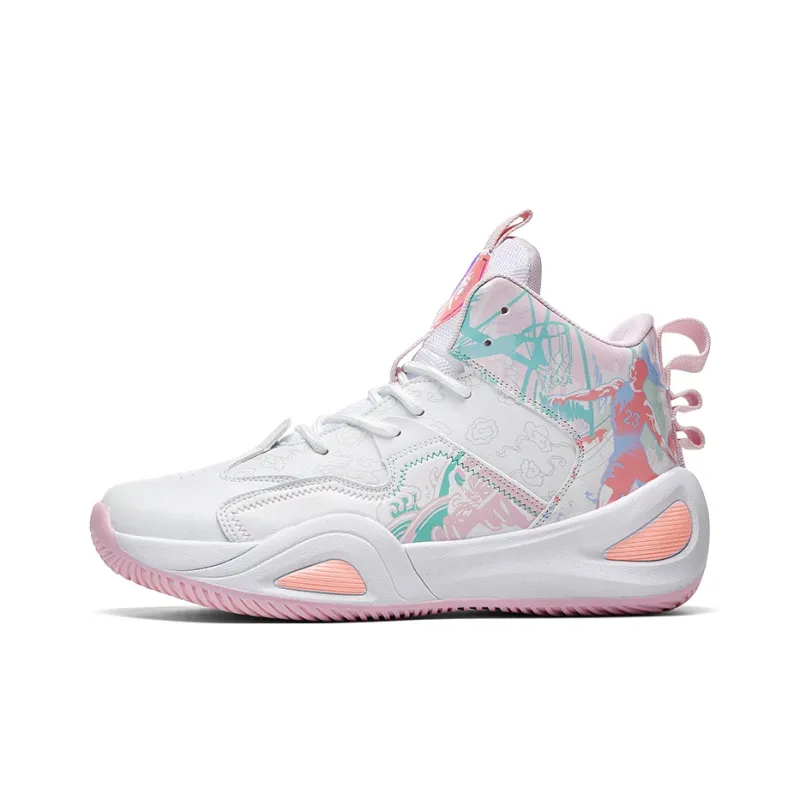 SOURCE Basketball Shoes Unisex High Top White/Pink/Aqua/Black-18