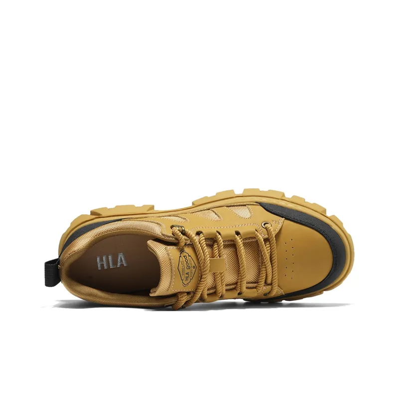 HLA Work Boots Men Low Top Army Green, Black, Earth Yellow-7