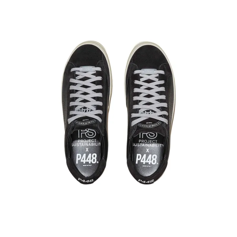 P448 John Recycled Low-Top Skateboard Shoes Unisex Black-2