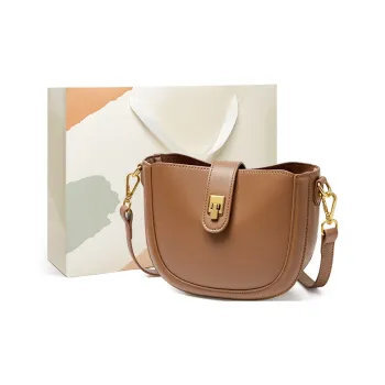 15 MINS Cow Leather Patchwork Synthetic Leather Saddle Bag Shoulder Bag Crossbody Bag Regular Women's Cocoa Brown