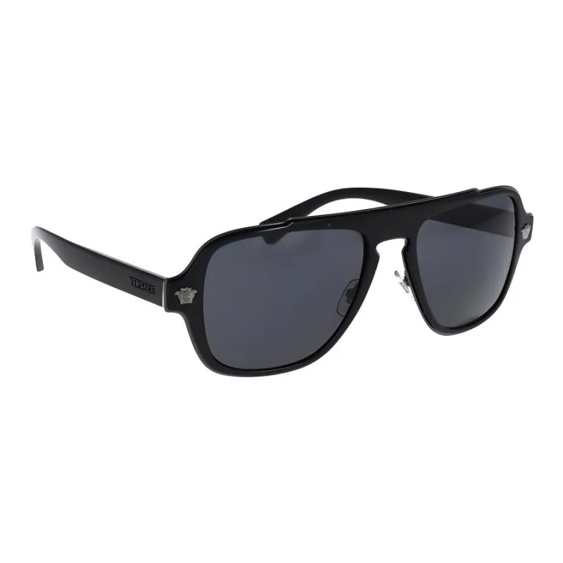 VERSACE Metal Square Sunglasses Unisex Black-1