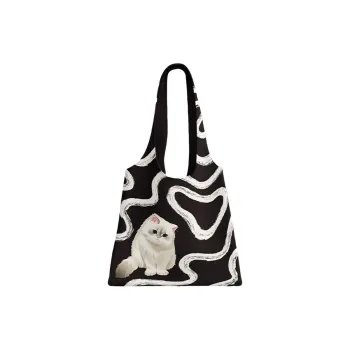 AOSONG Suede Tech Fabric Shoulder Bag Regular Unisex White/Black